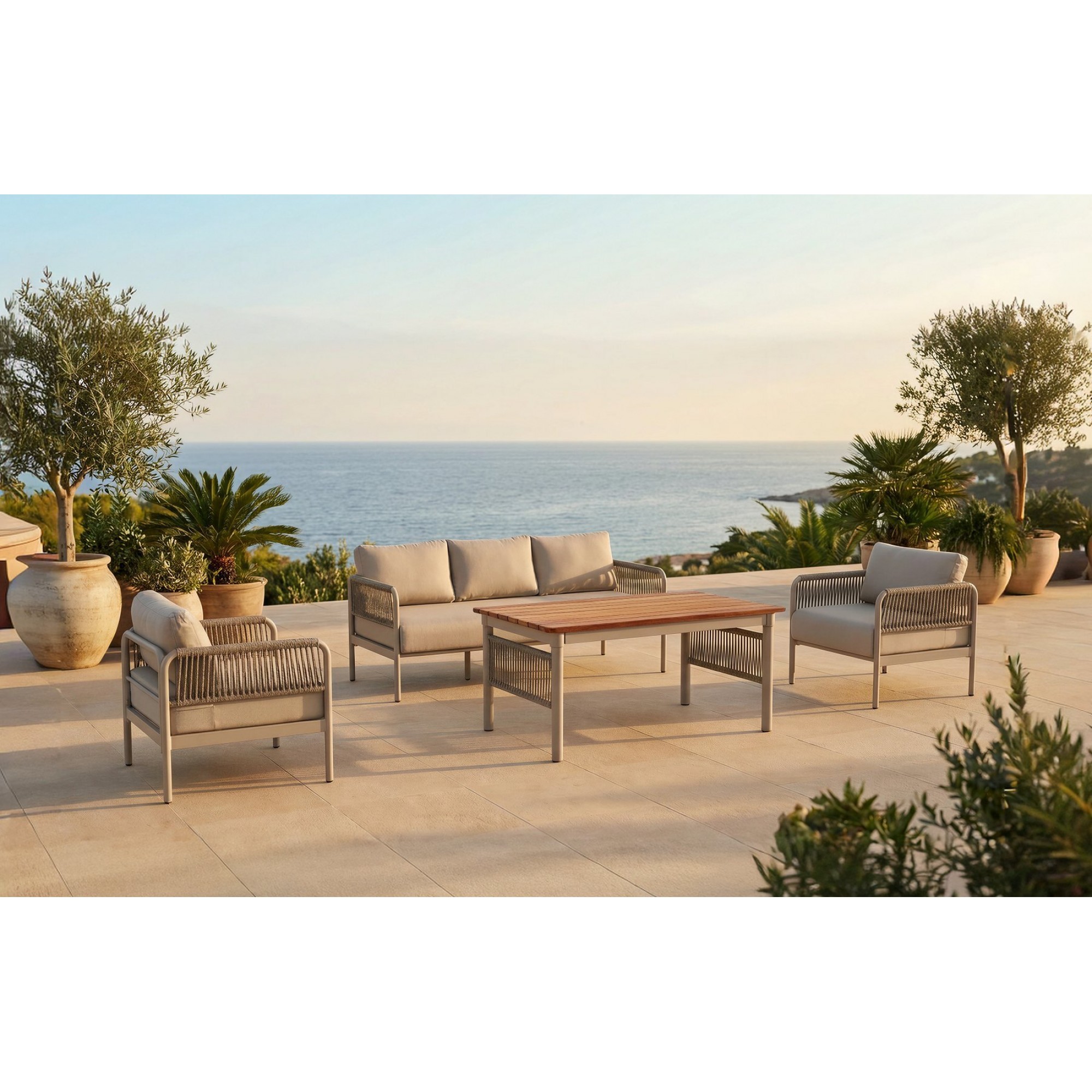 سێتی دانیشتنی لۆیا 3+1+1 + مێزی بەرزی ئیرۆکۆ; لمی - New Melon