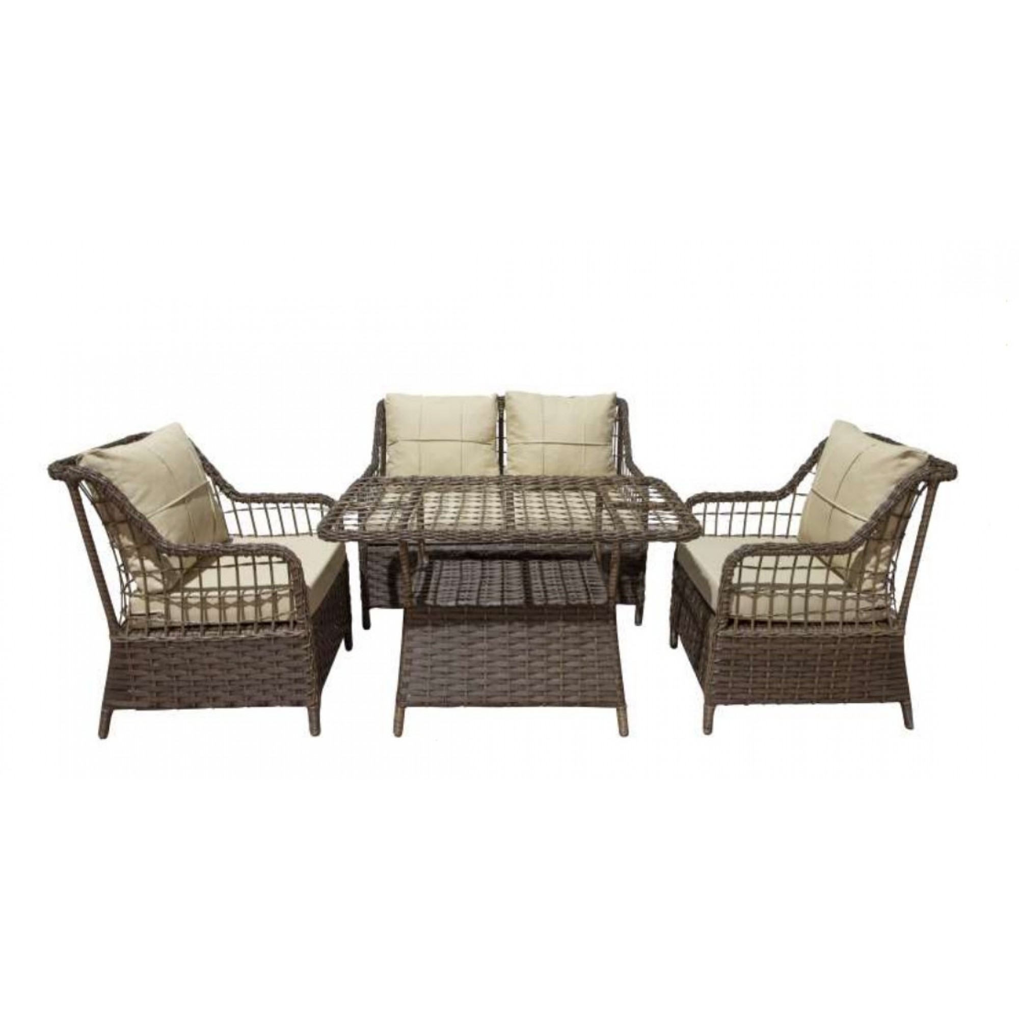 سێتی دانیشتنی ڕاتان لیۆ 2+1+1 ; قاوەیی - 0013