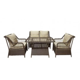 سێتی دانیشتنی ڕاتان لیۆ 2+1+1 ; قاوەیی - 0013
