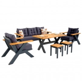 سێتی دانیشتنی ئەلەمنیۆمی گاردینیا 3+1+1 + مێز ; ئەنتراسیت-ڕەساسی