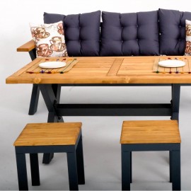 سێتی دانیشتنی ئەلەمنیۆمی گاردینیا 3+1+1 + مێز ; ئەنتراسیت-ڕەساسی