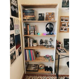 کتێبخانەی 5 ڕەفە 25*75*160 سم ; سپی/زێڕینی