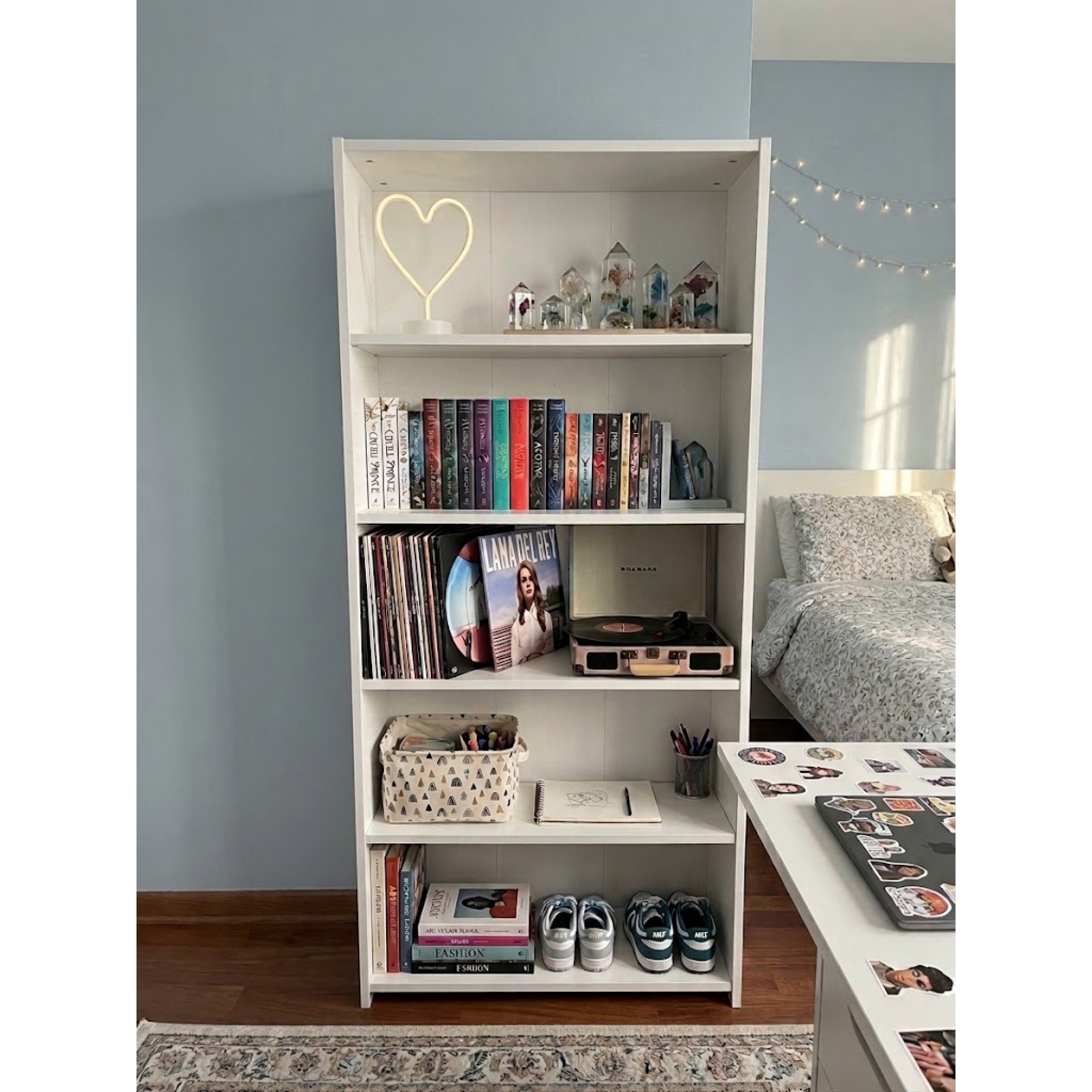 کتێبخانەی 5 ڕەفە 25*75*160 سم ; سپی