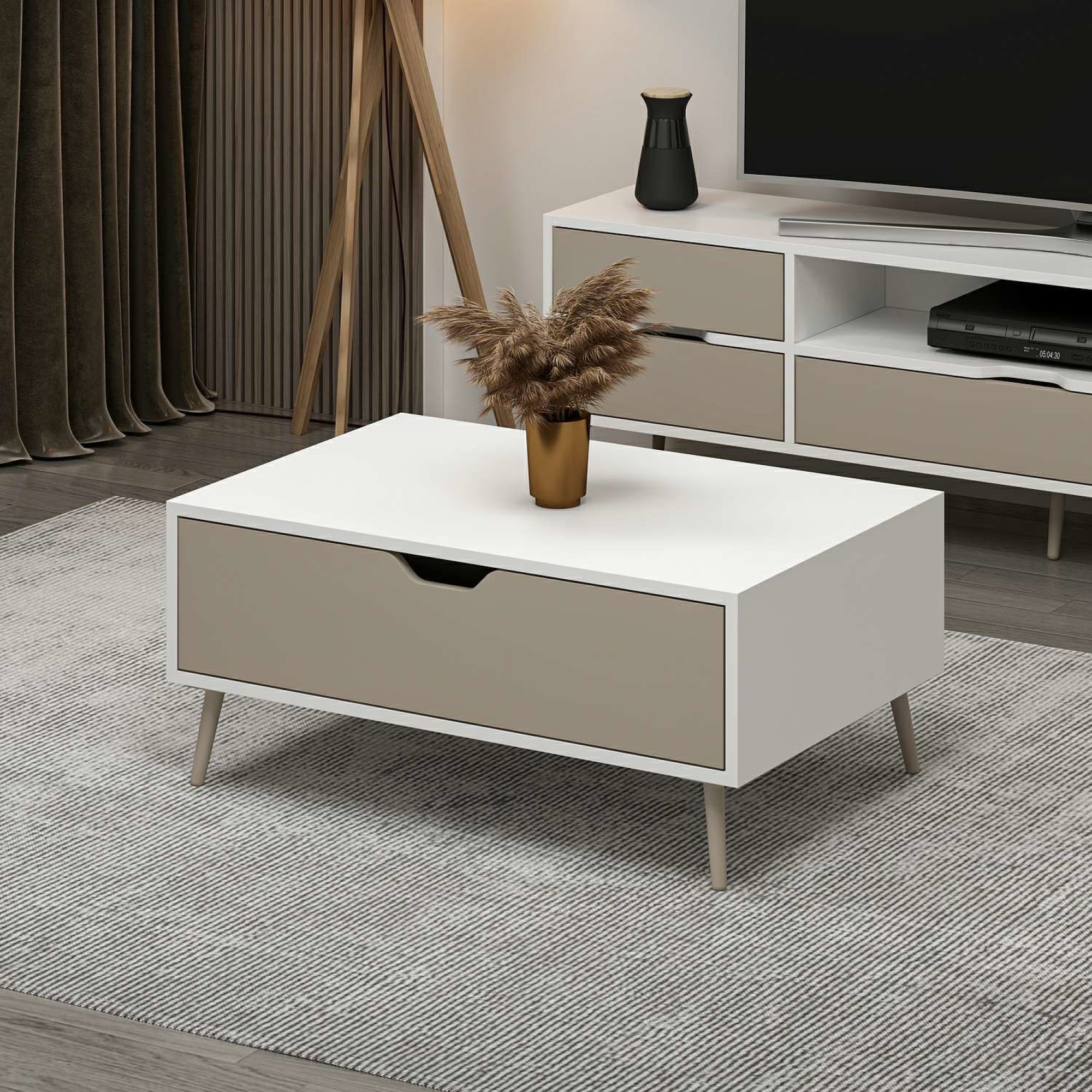 مێزی ناوڕاستی ئێلینا 90*60*41 سم ; سپی