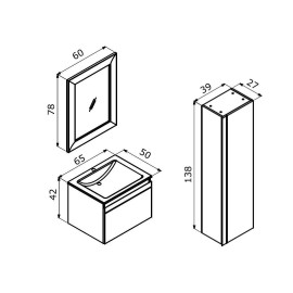 سێتی دۆلابی حەمامی جۆری بۆستن ٦٠ سم؛ سپی/ئاڵتوونی