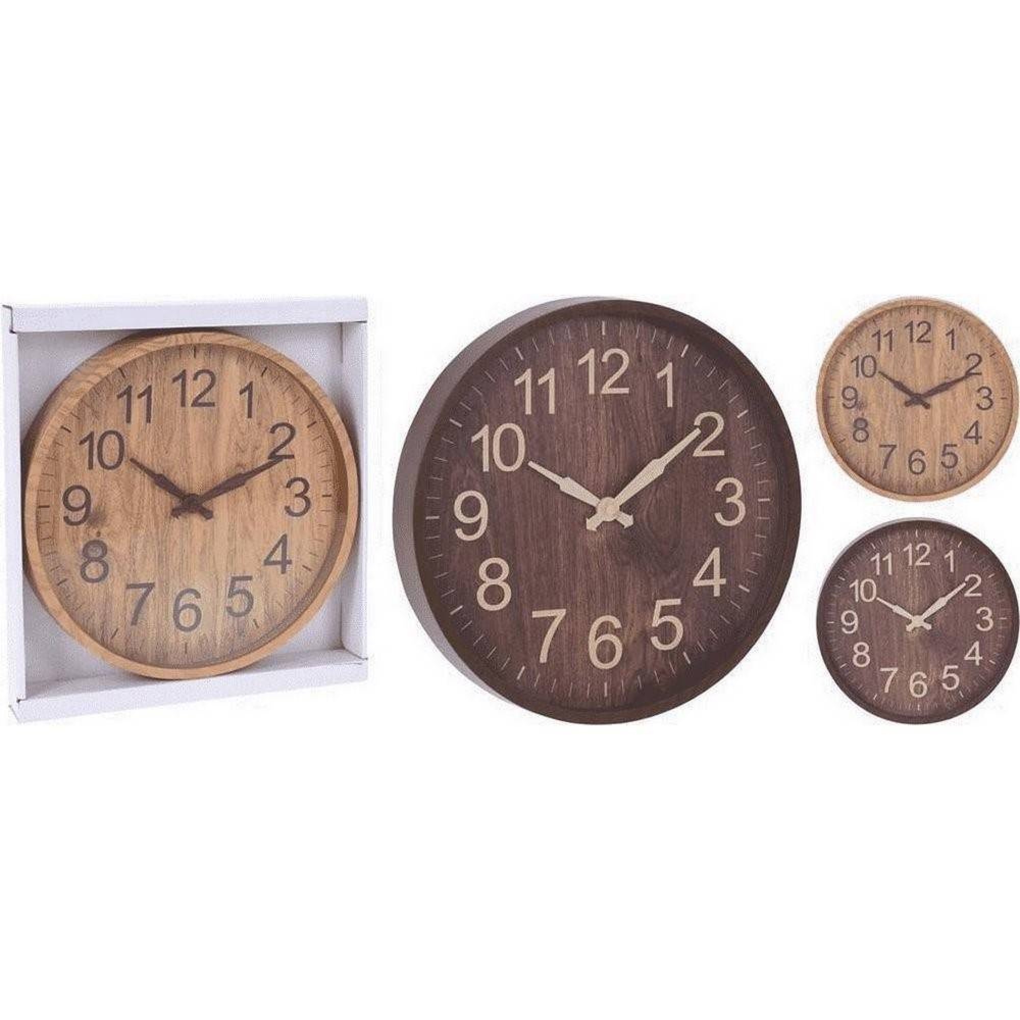 کاتژمێری دیوار ڕوخساری دار 30 سم 2 شێوە