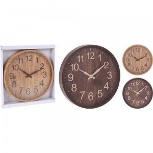 کاتژمێری دیوار ڕوخساری دار 30 سم 2 شێوە