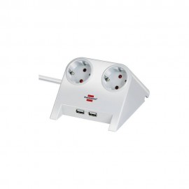 سوکێتی کارەبای سەر مێز 2 لایەنی + 2 یو ئێس بی  1.8 متر سپی