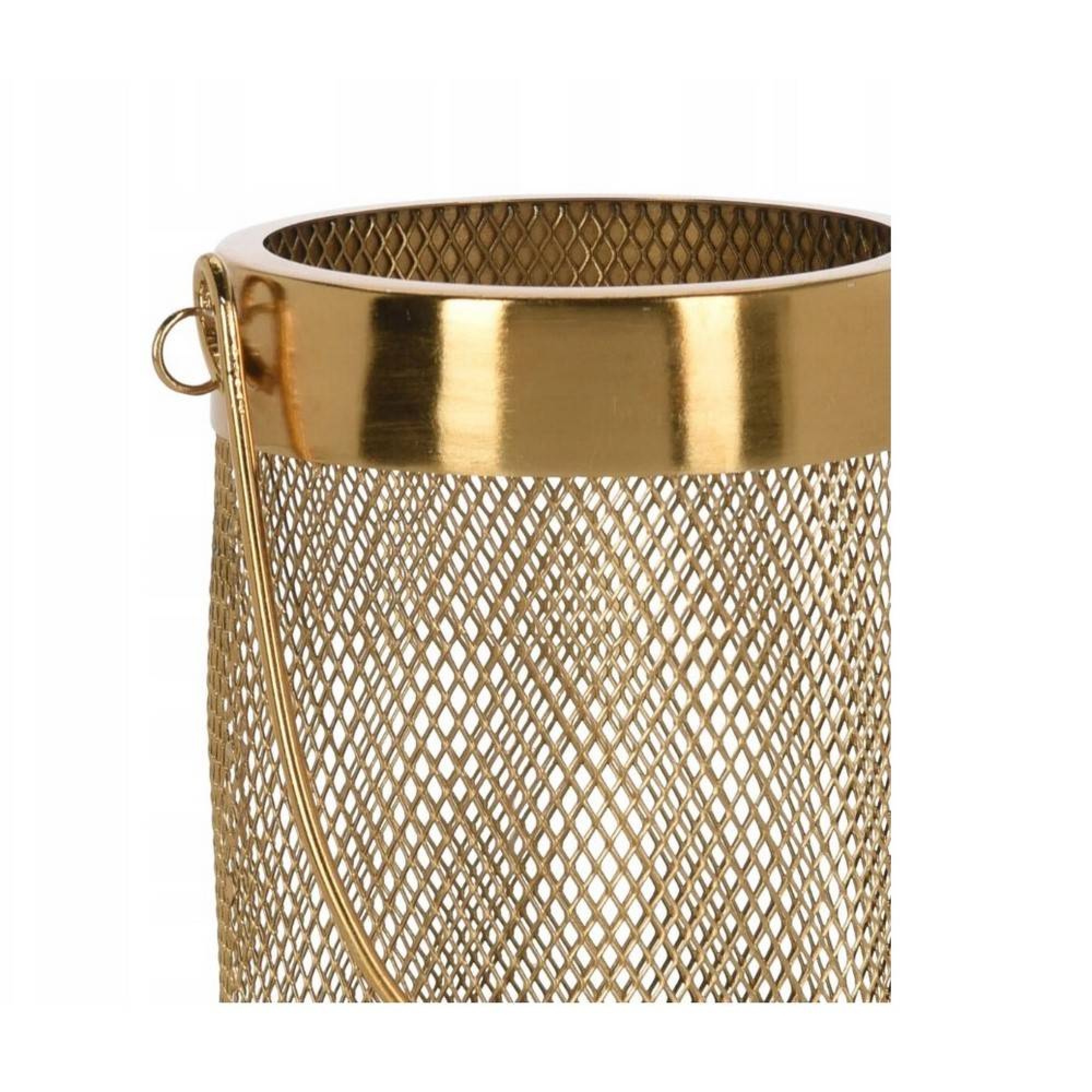 فانۆس هەڵگری مۆم تۆڕی ئاسن ڕەنگی زێڕین.