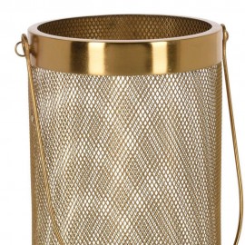 فانۆس هەڵگری مۆم تۆڕی ئاسن ڕەنگی زێڕین.