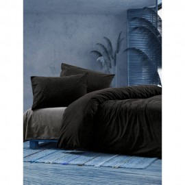 سێتی بەرگی لێف دووکەسی ڕانفۆرس پۆپلین ڕەنگی ڕەش 200*220 سم