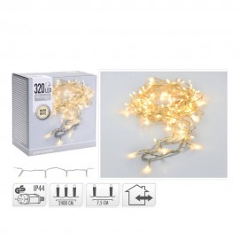 گڵۆپی کریسمس کێبلی شەفاف بە 320 گڵۆپی سپی گەرم - 24 مەتر