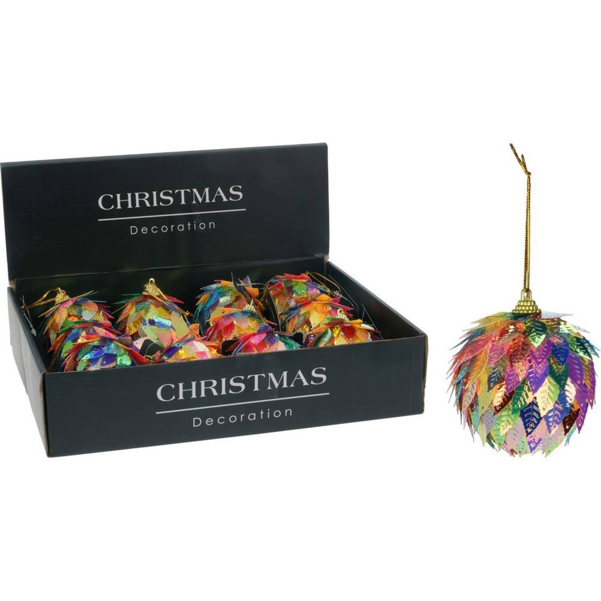 تۆپی کریسمس پۆشراو بە گەڵا 60 ملم - ڕەنگاوڕەنگ