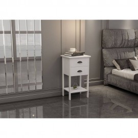 مێزی تەنیشت جێگا بە دوو چەکمەجە 40*35*72 سم بە ڕەنگی سپی