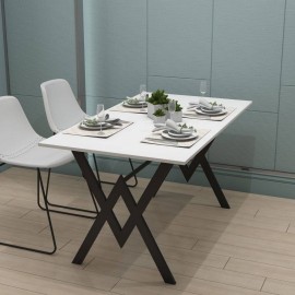 مێزی نانخواردن بە قاچی کانزایی 140*80*74 سم بە ڕەنگی سپی