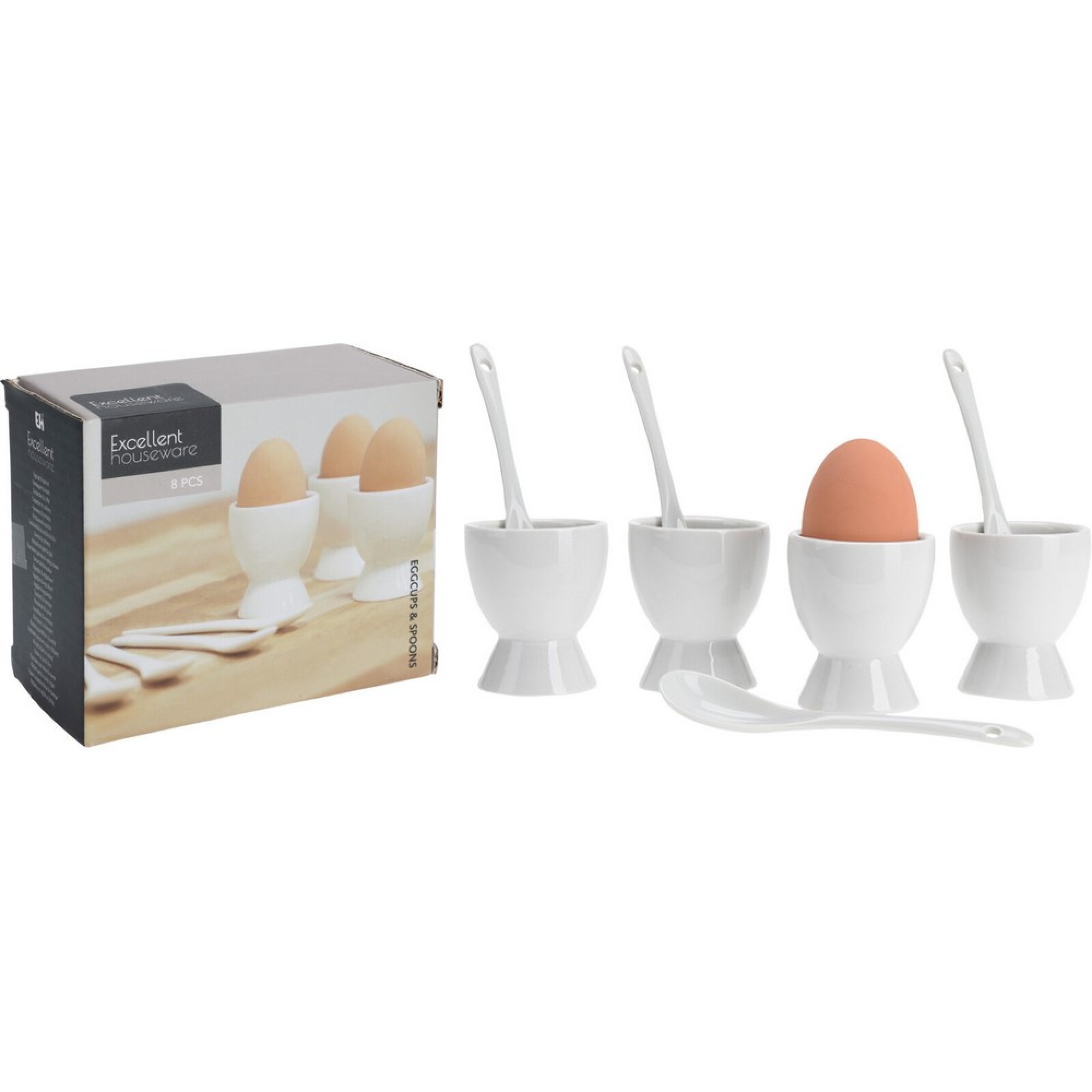 کوپی هێلکە پۆرسەلین و کەوچک لە 8 پارچە