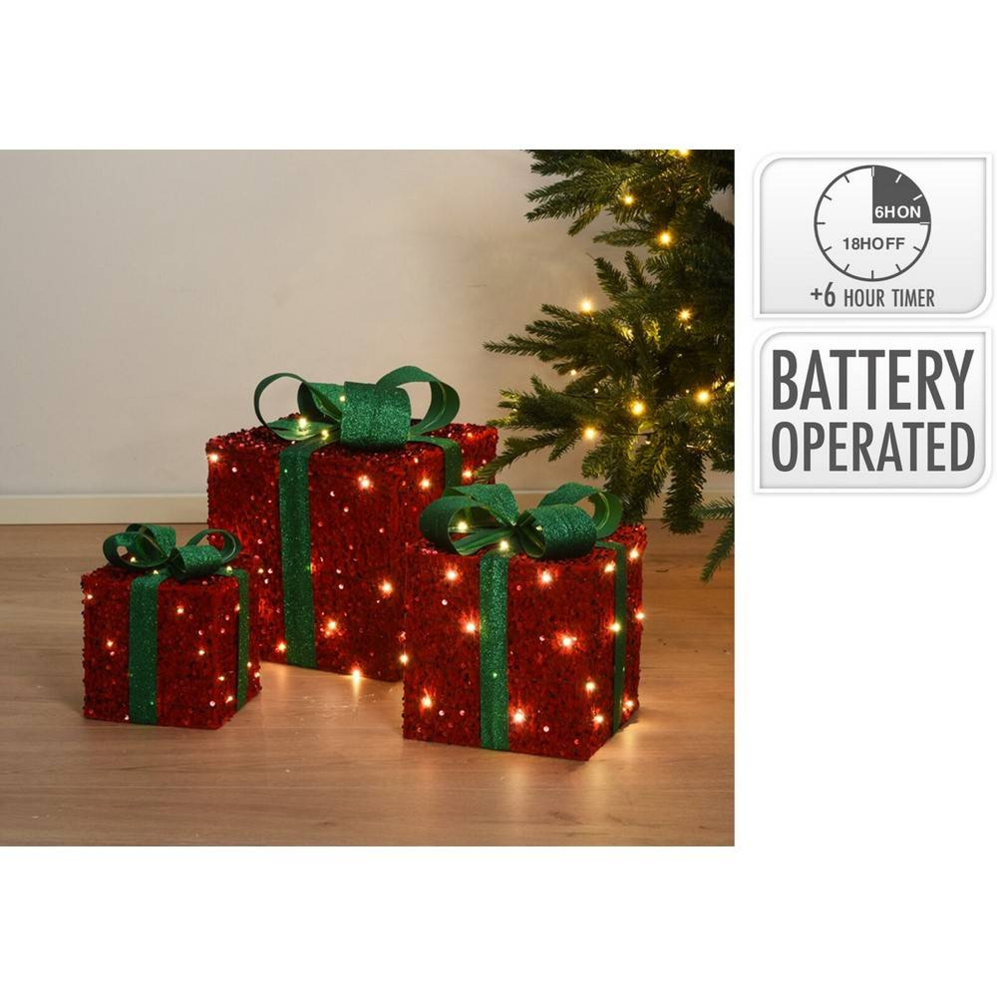 سێتی دیاری 3 کەسی بە ڕووناکی لێد - سوور