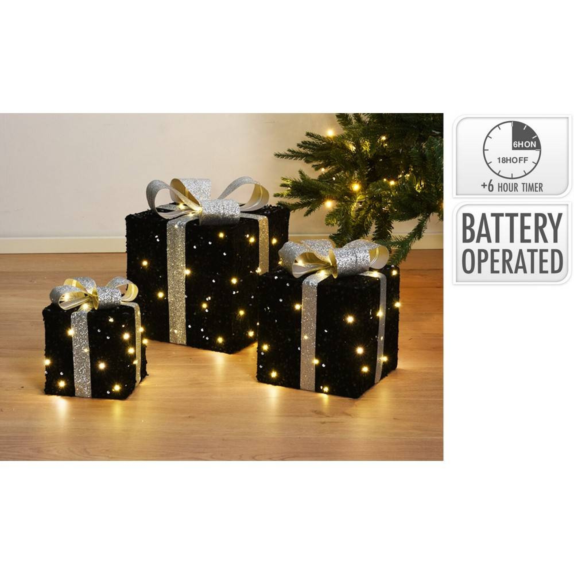 سێتی دیاری 3 کەسی بە ڕووناکی لێد - ڕەش