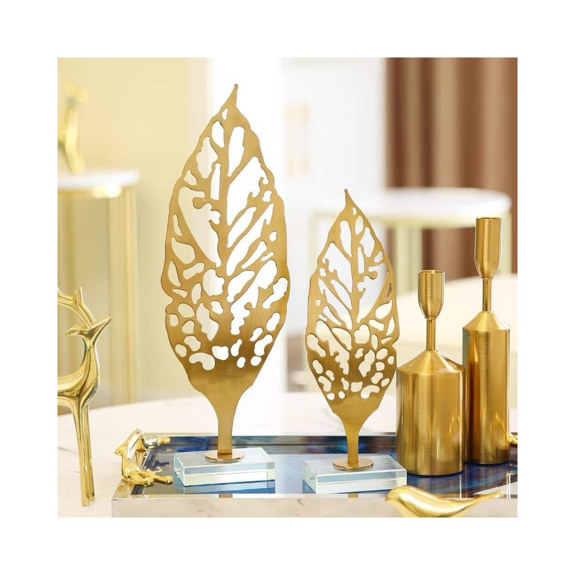 دیکۆراتی شێوە گەڵا 90*60*390 سم - زێڕین