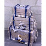 سێتی سندوقی دار دیکۆری 3 دانە - سپی