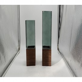 گوڵدانی شووشەی مۆدێرن بە بنچی دار 10*26 سم