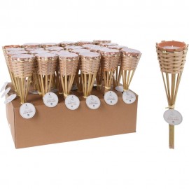 مەشخەڵی بامبۆ بە مۆمی سیترۆنێلا 35 سم - 420900460