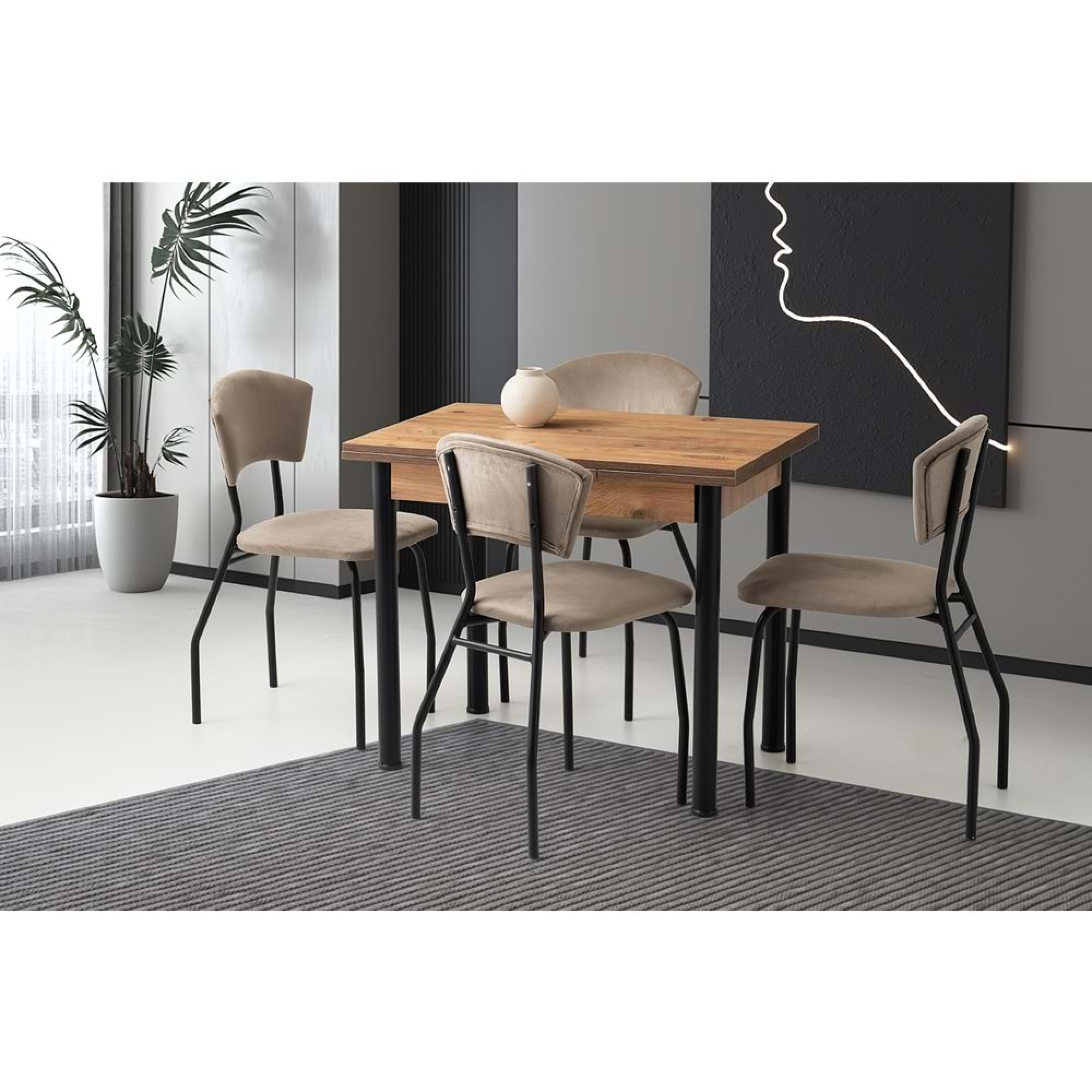 مێز جۆری سمارت 100*70+10 سم؛ دار سنەوبەری ئەتڵەسی 