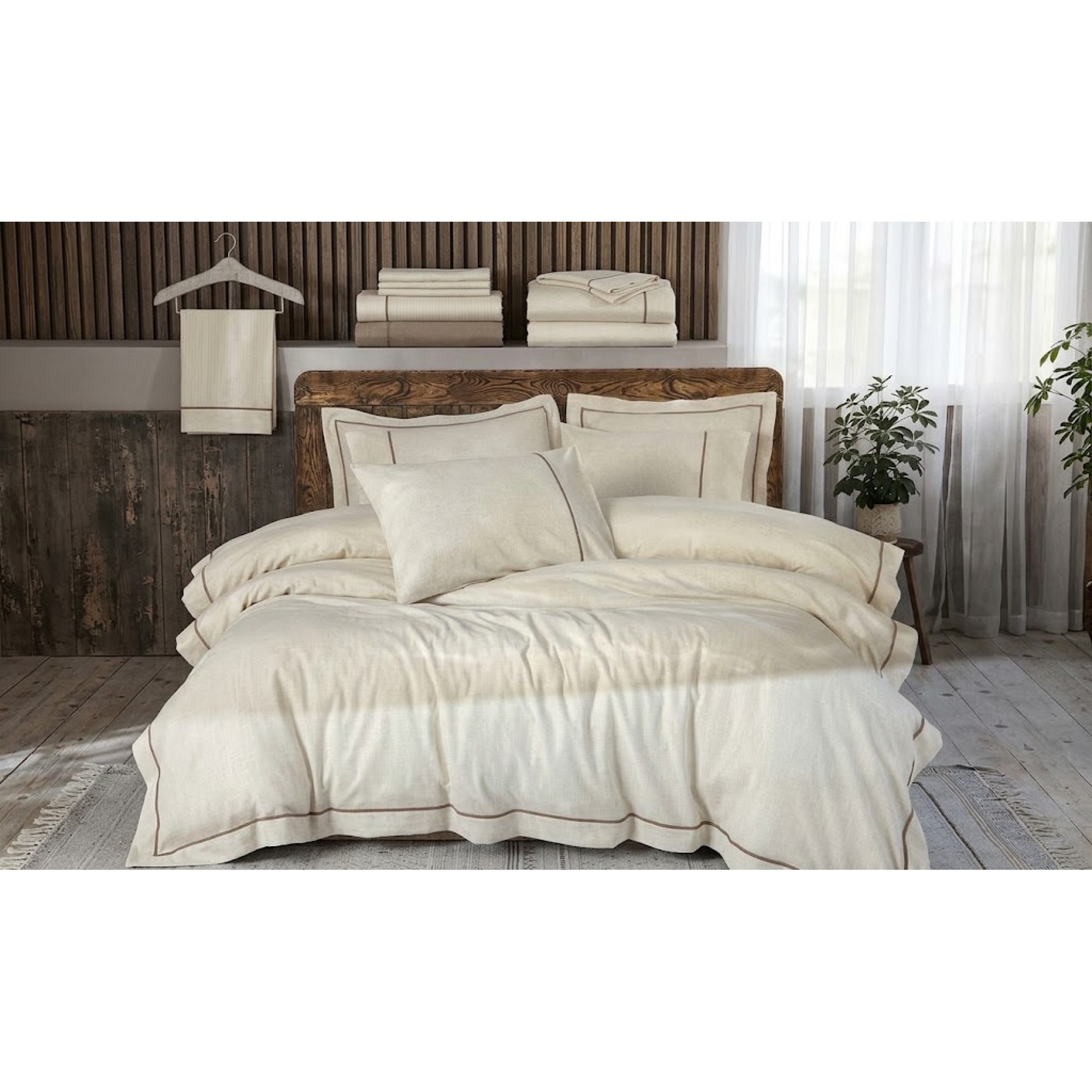 سێتی ڕووبەرگی لێف ; قاوەیی / کرێمی - 129CTN4499