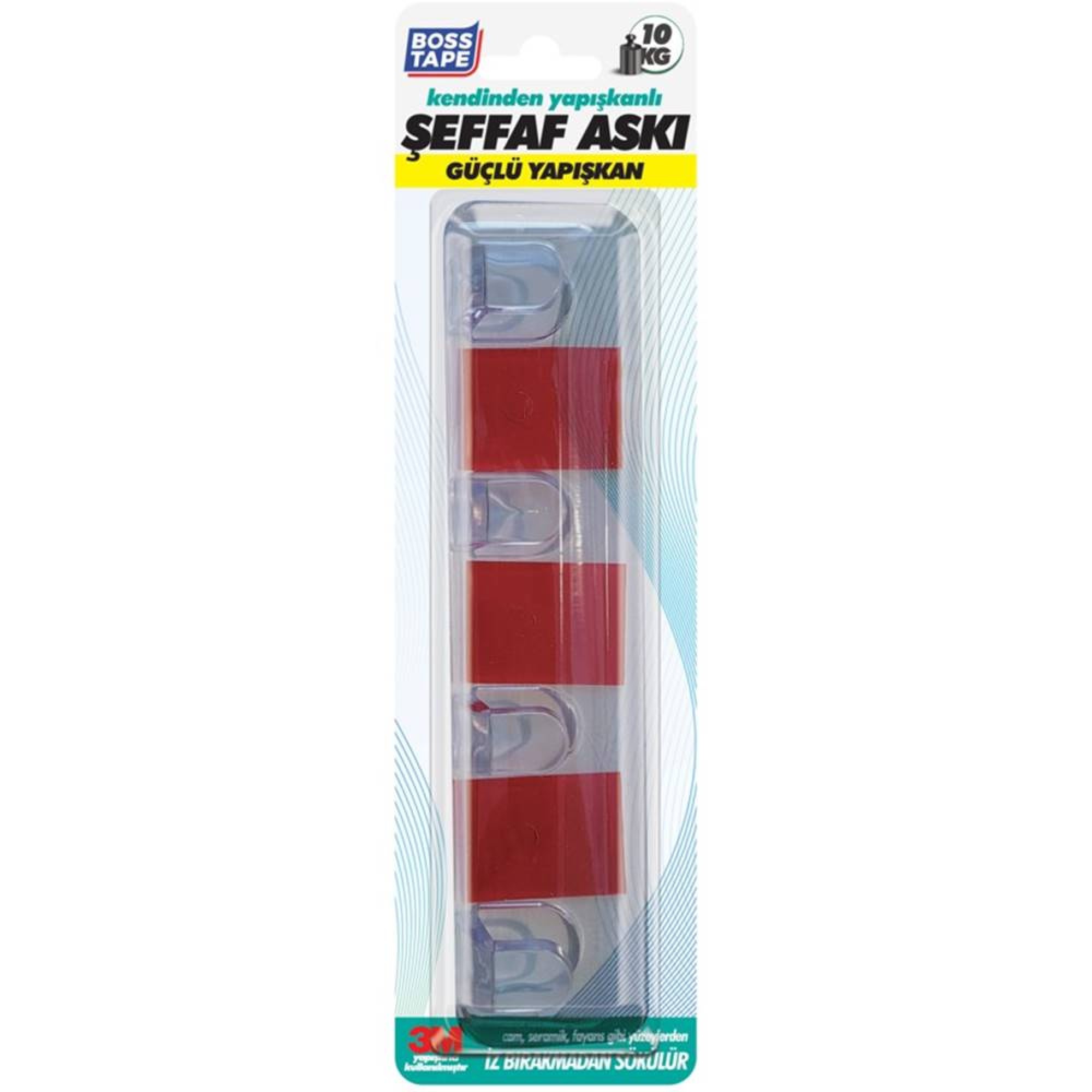 هەڵواسەری پلاستیکی خۆ-لکێنەر 4 لە 1 (بە چسپێی 3 م); سپی