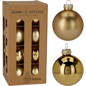 سێتی تۆپی کرێسمەس 16 دانە 60 ملم؛ زێرین - ARB200400