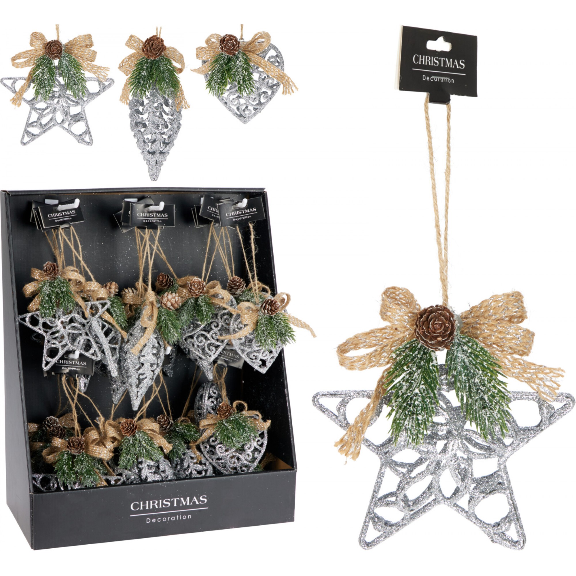 دیاری دیکۆری کرێسمەس 15 سم؛ زیوی - CAA820050