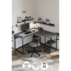 مێزی ئۆفیسی گۆشە 60*120 سم ;ئەنتراسیت