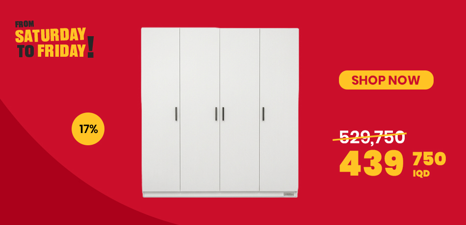 Fly Kelly 4-Door Wardrobe 180*210 cm; White