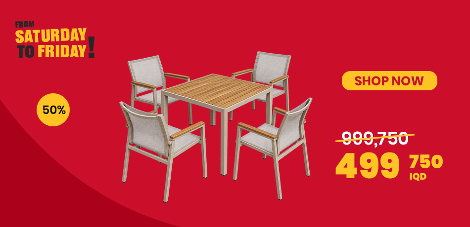 Oster BHKC-2110 Aluminium Garden Furniture Set Table + 4 Chairs Cream