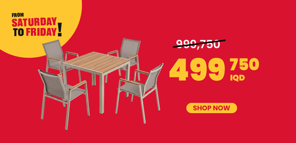 Oster BHKC-2110 Aluminium Garden Furniture Set Table + 4 Chairs Cream
