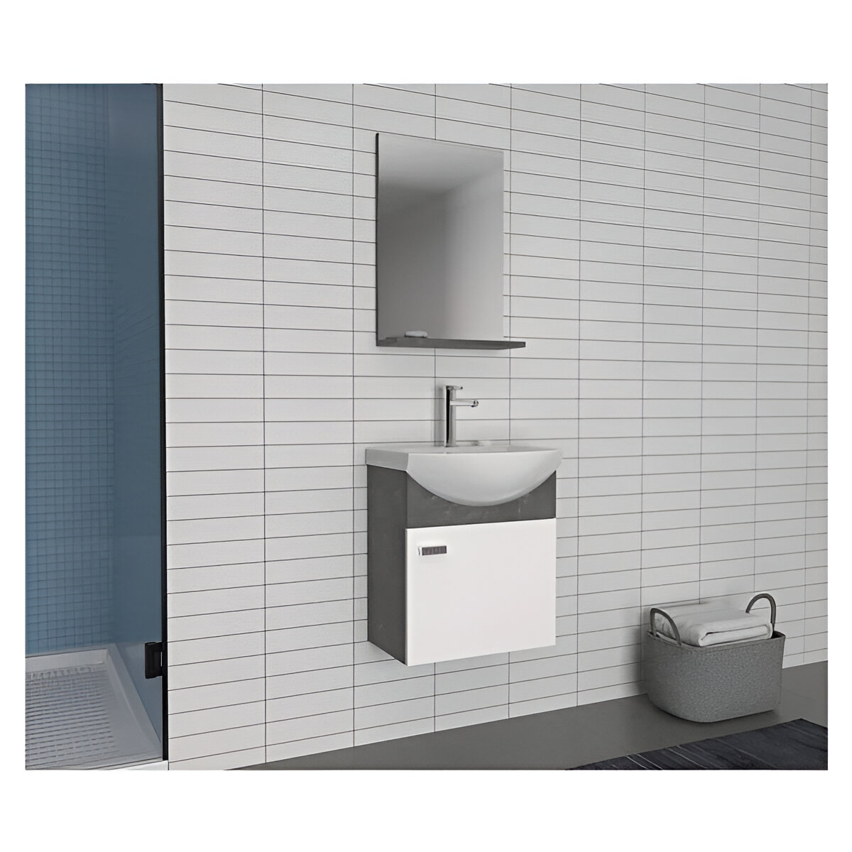 طقم دولاب حمام نوع لايف 45 سم؛ فضي