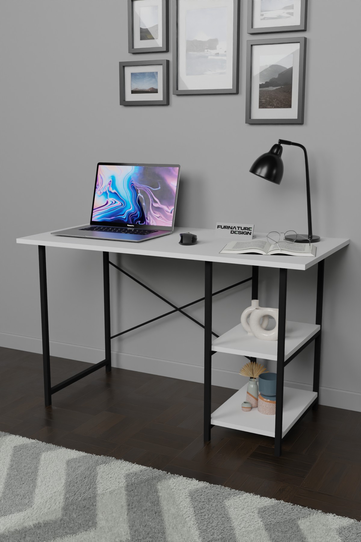 مكتب دراسة 60*120 سم؛ أبيض