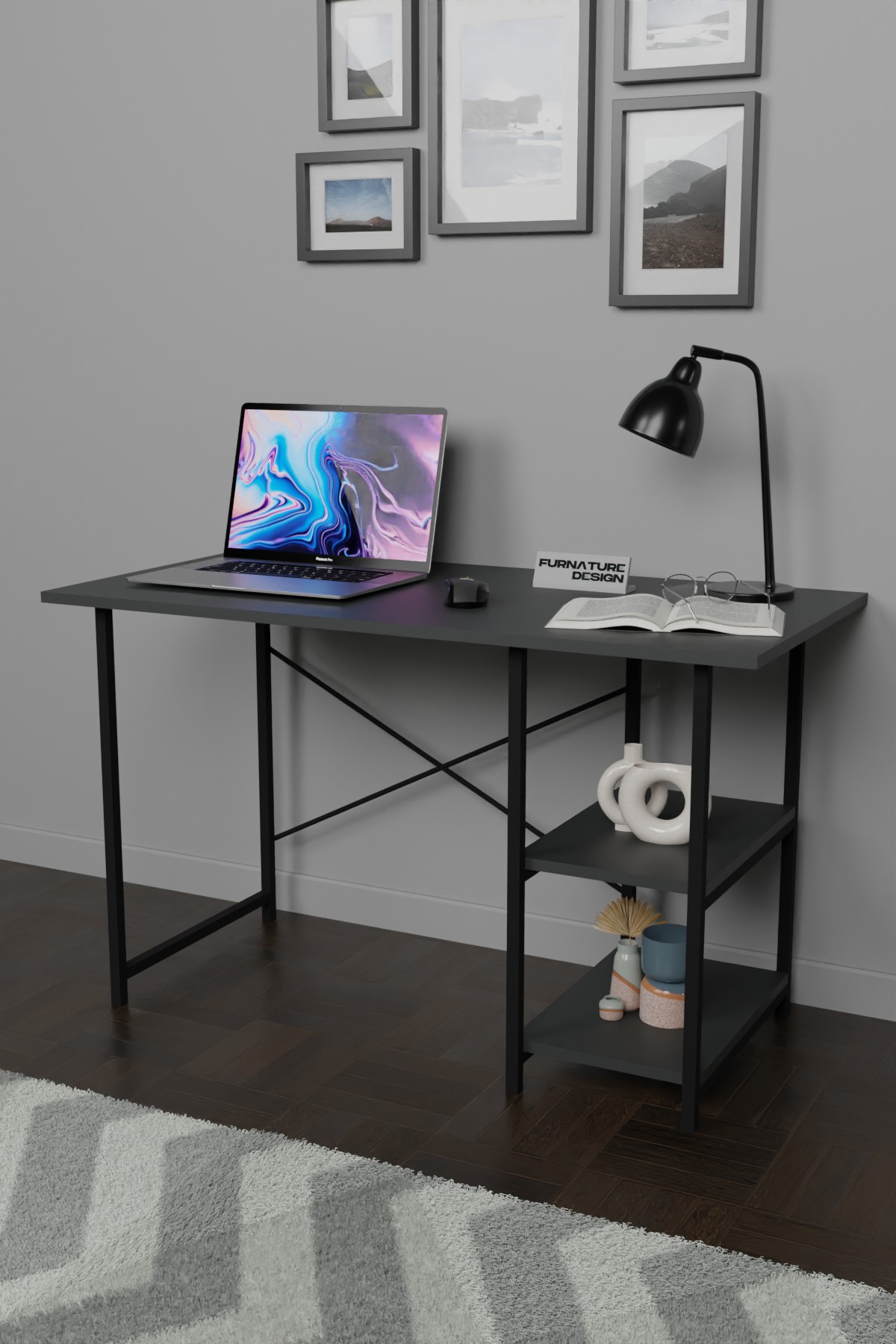 Furnature Design Study Desk 60*120 Cm; Antracite