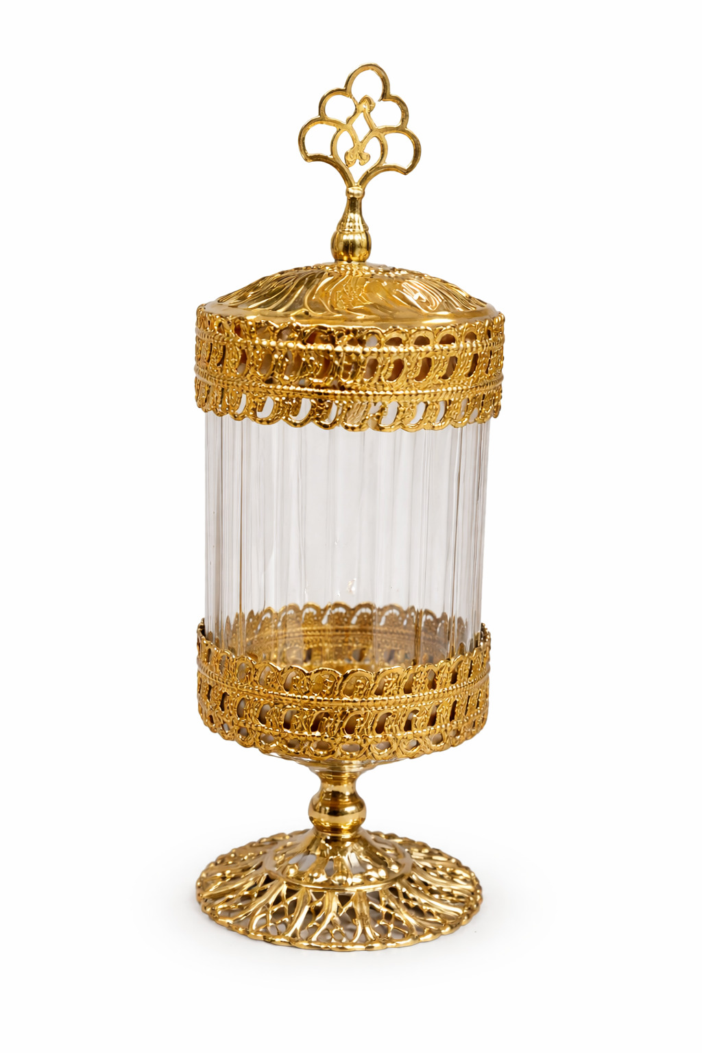 Zarif Gold Candy Dish with Glass - Medium