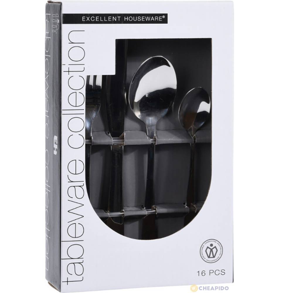 مجموعة طقم شوك وملاعق وسكاكين غير قابلة الصدأ 16 قطعة