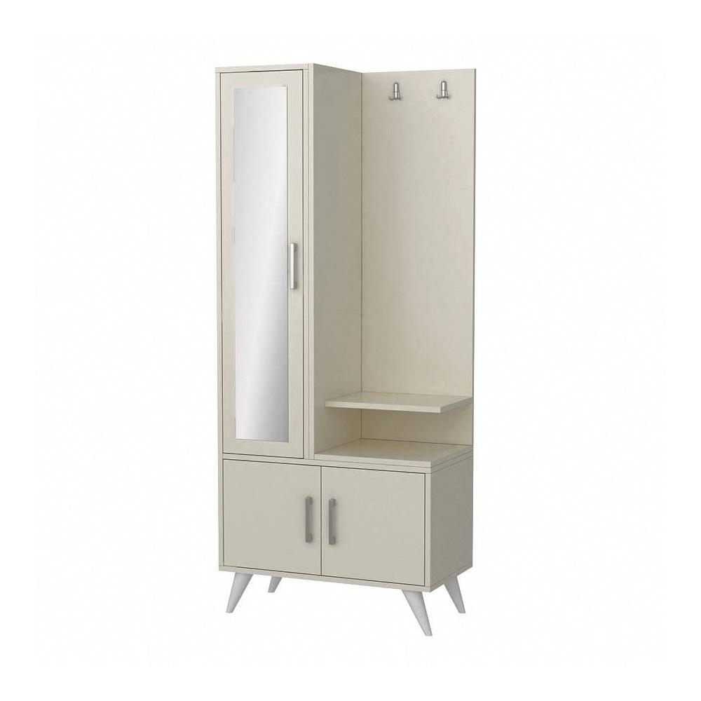 Minar Safir Wardrobe with Hanger and Mirror 76*180*41 cm - White - MM01020501441