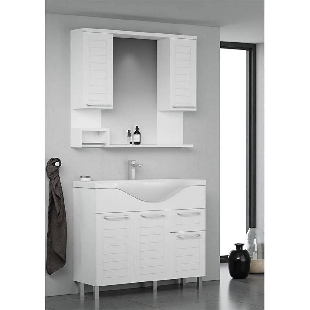 Orka Uludag Snv 100Cm Bottom Module Bathroom Cabinet+Sink Retro - Silver