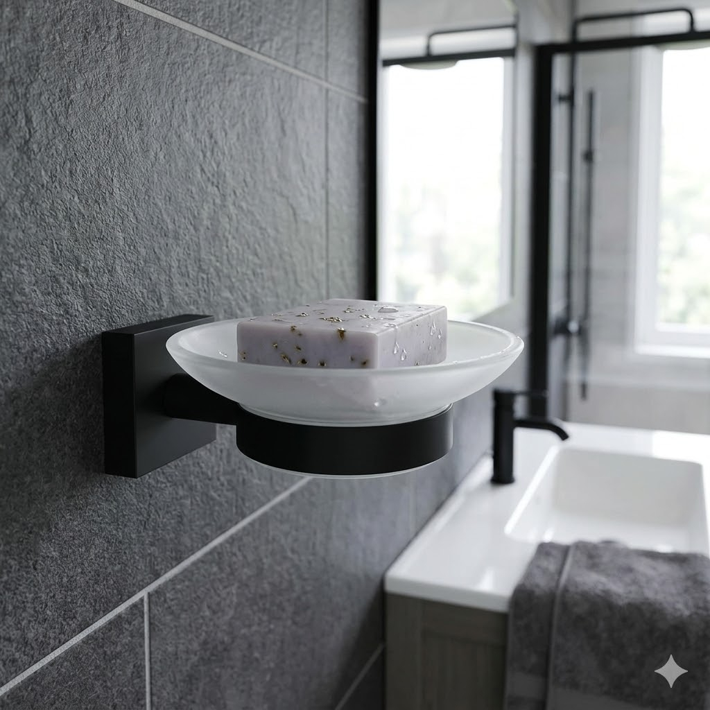 Duxxa Soap Dish and Brush Holder ; Matte Black - 2703.S Q1 image 1