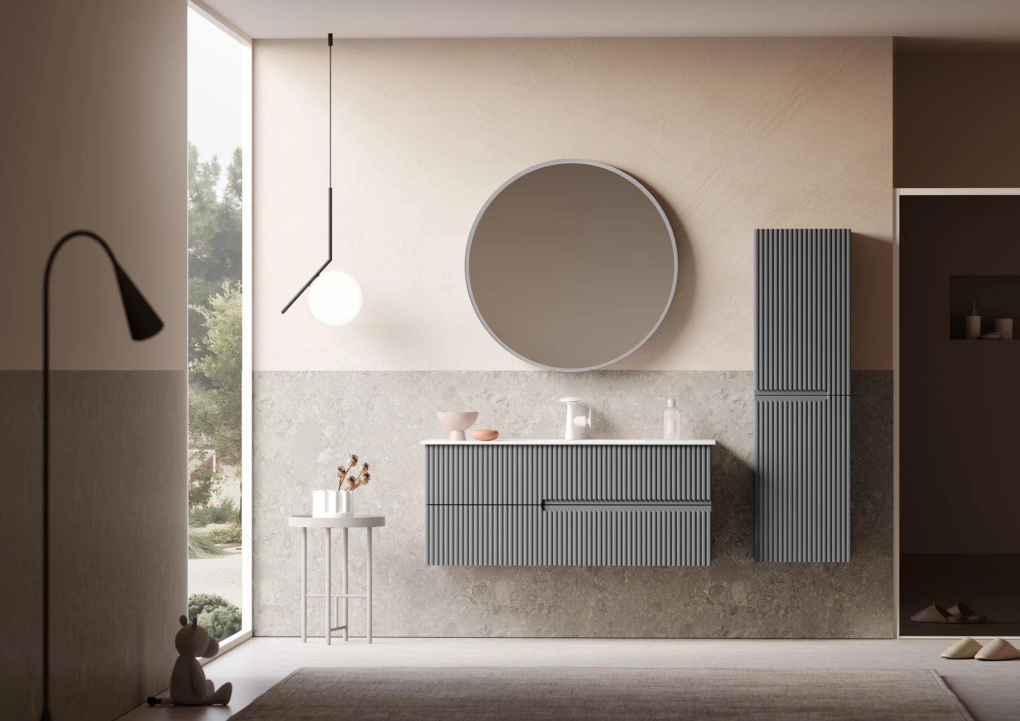 Orka Moonlight Bathroom Cabinet Set 90cm; Matte Grey