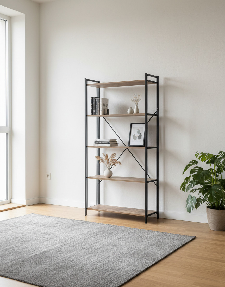 خزانة كتب بخمسة رفوف، 180*88*34 سم؛ خشب صنوبر - FD-5LBSWR-001