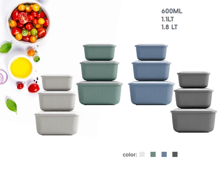 Pakmoon Rectangular Storage Container Set Of 3 (600, 1100, 1800Ml)