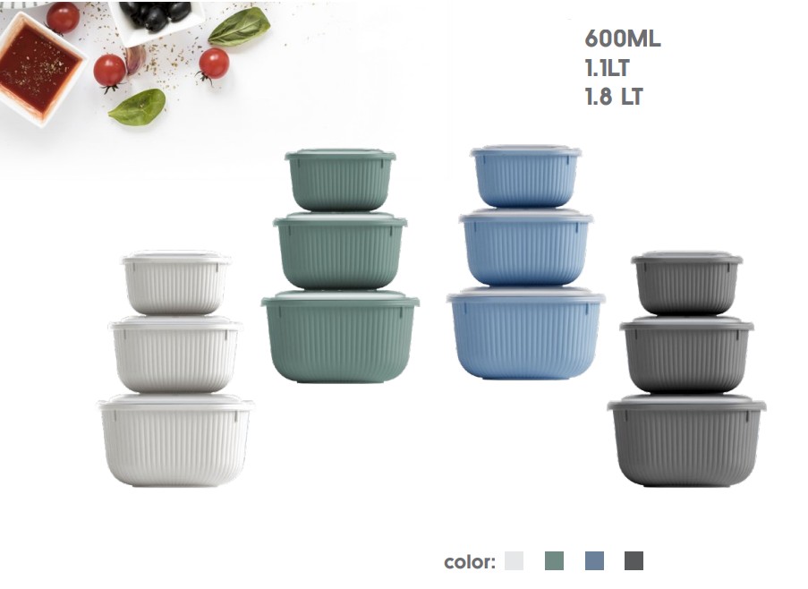 Pakmoon Square Storage Container Set Of 3 (600, 1100, 1800Ml)