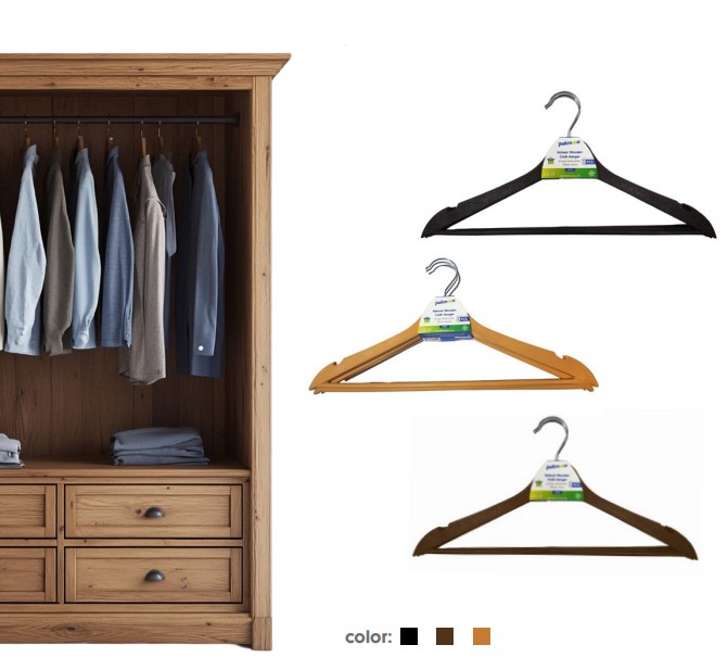 Pakmoon Natural Wooden Hanger Set Of 3