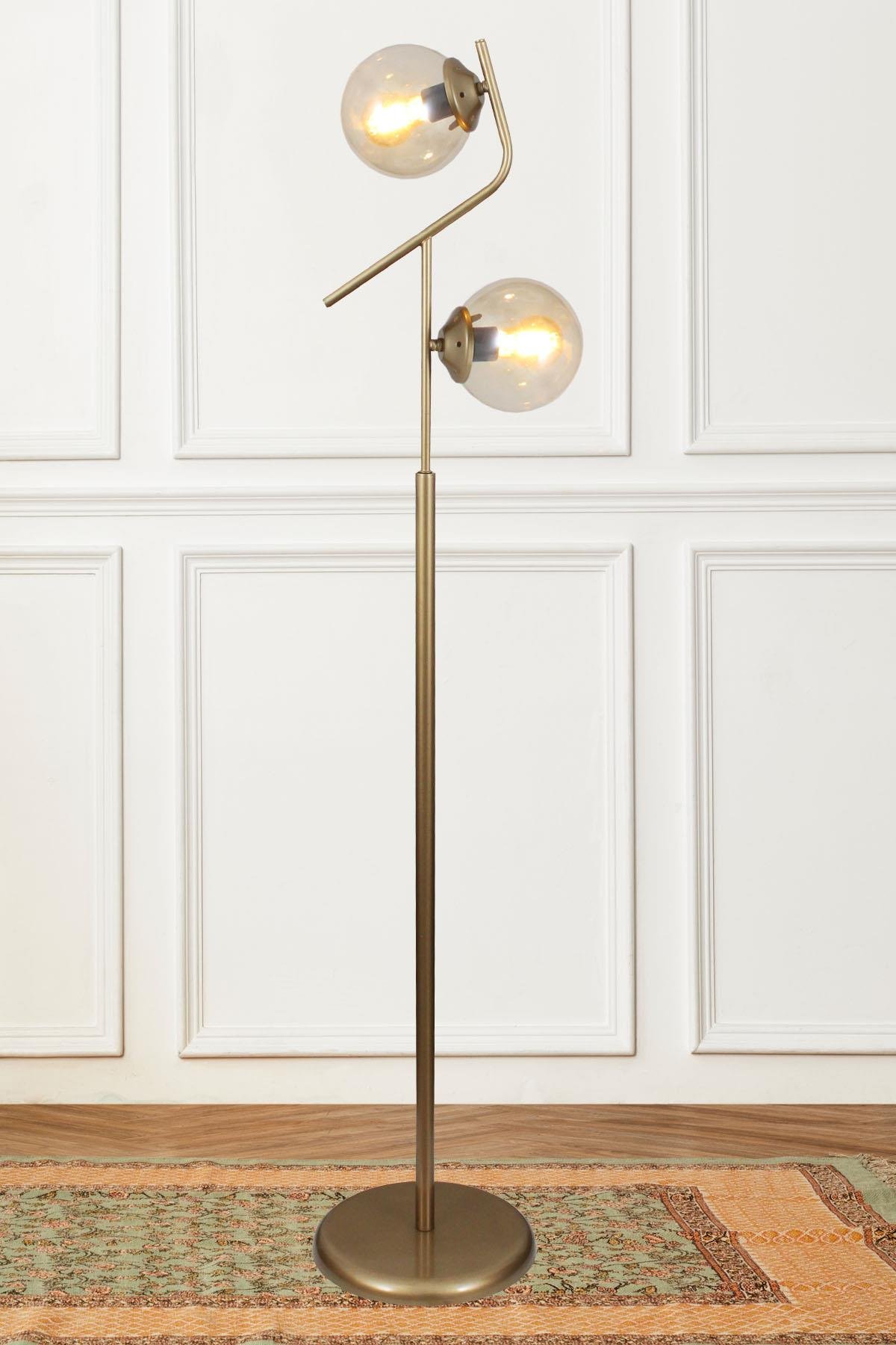 Tascan Lugo 2-Light Floor Lamp with Honey Glass ; Antique Brass image 1