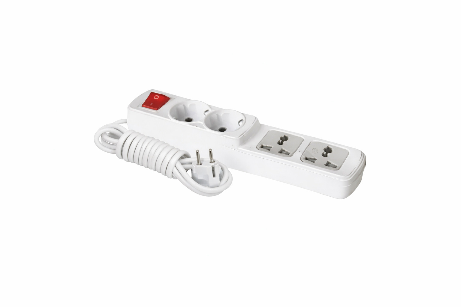 Mexan 2+2 Universal Switched Group Socket with 3m Cable - HV-3423